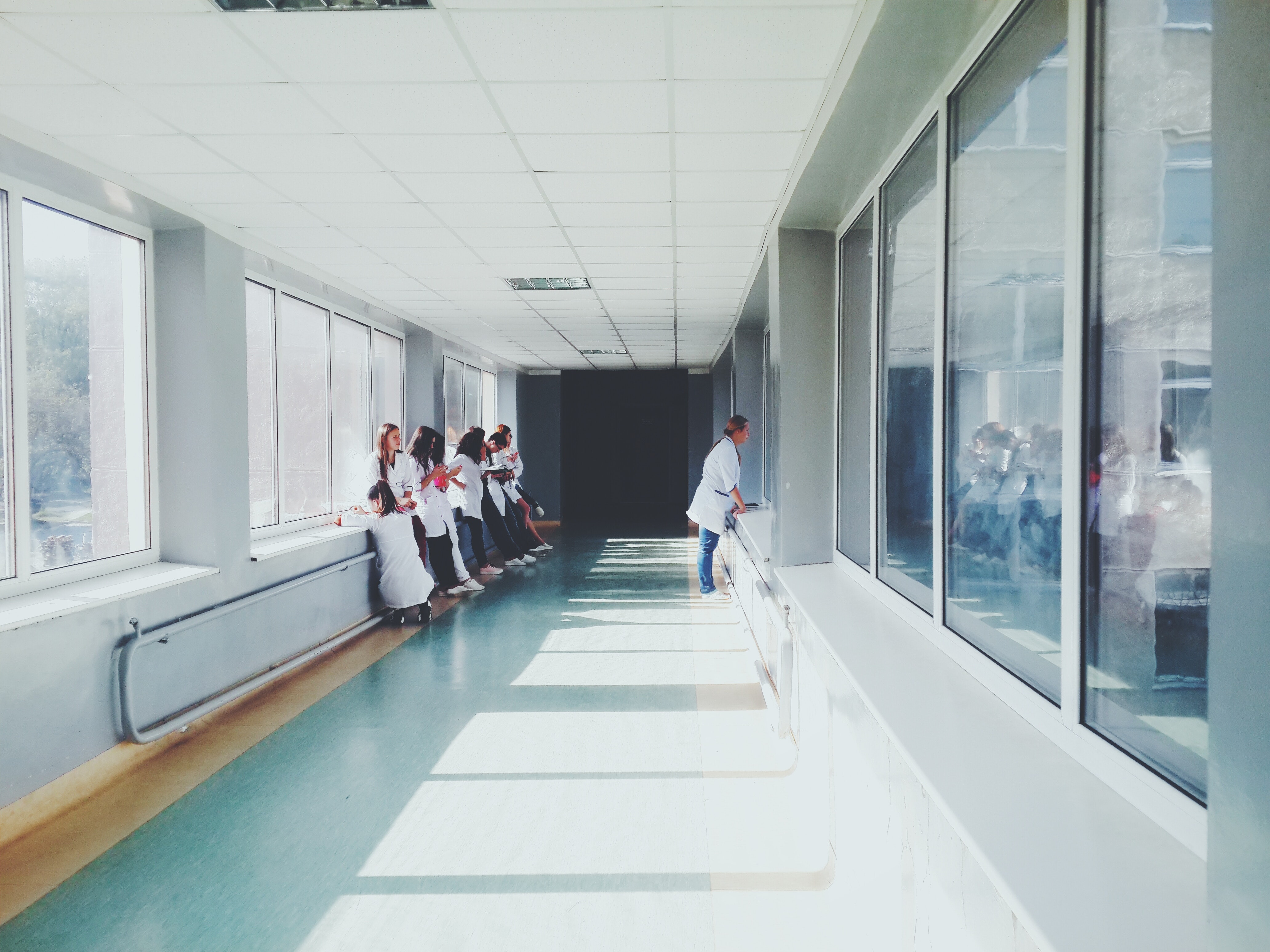 People waiting in a hospital hall